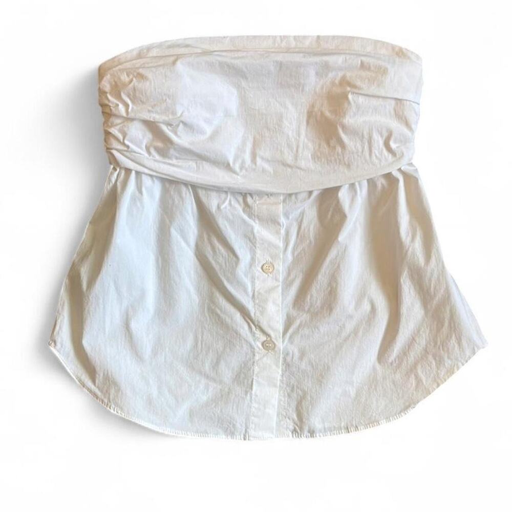 Y2K Strapless White Button Up Tube Top – Office Siren XS